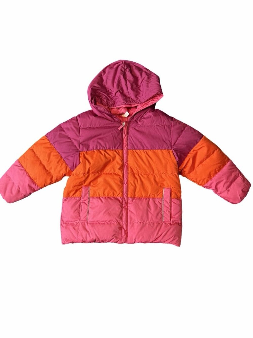Hanna Anderson Puffer Winter Down Jacket Coat Girls 5/110 Hooded Color Block
